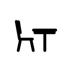 Filled Black Icon of Classroom Chair with Desk