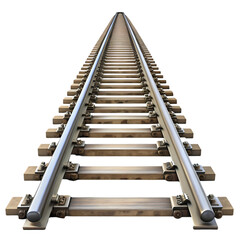 Straight Railway Tracks Leading to the Horizon on transparent background