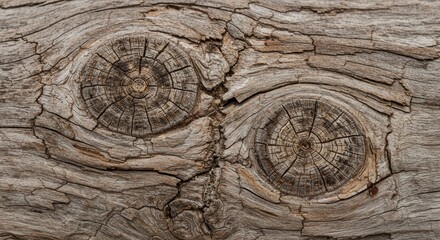 Closeup of Aged Wood with Intricate Growth Rings and Cracks