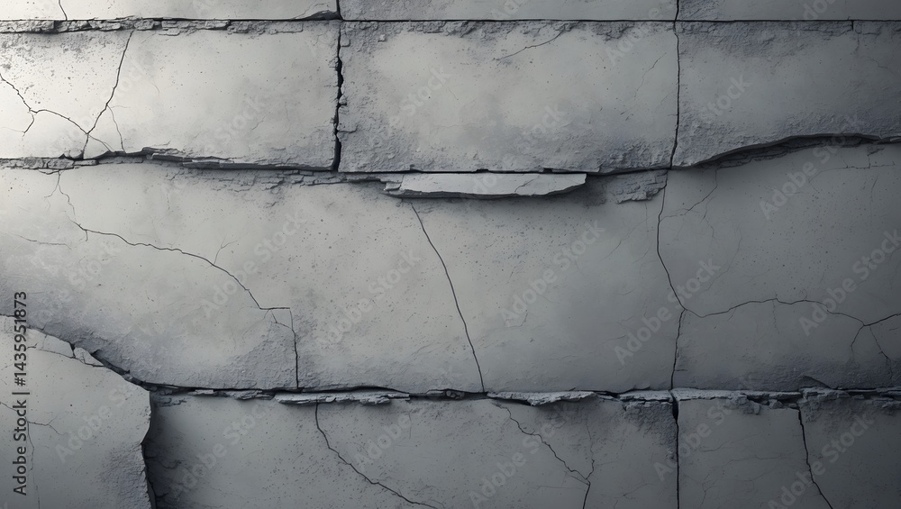 Poster an old, damaged wall with cracks and deterioration, suggesting age and decay. the texture is rough a