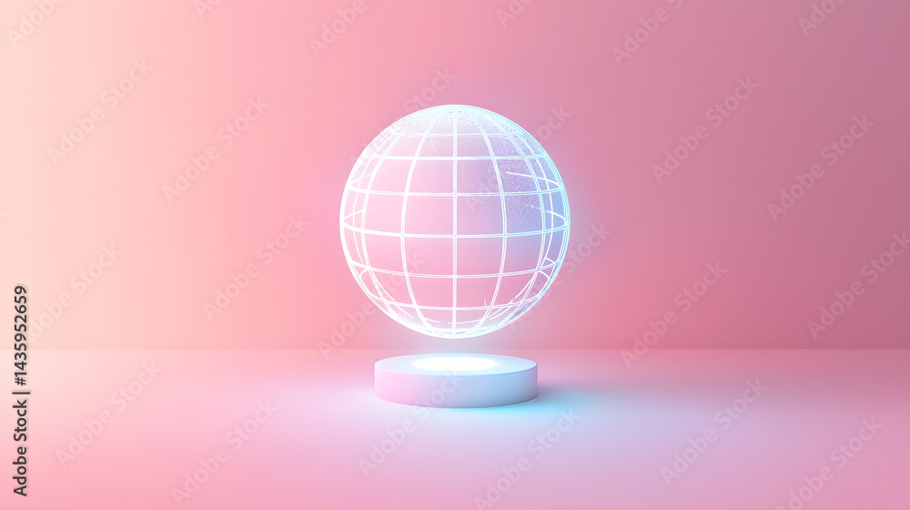Poster global connection visualization digital space illustration clean ui abstract concept modern design