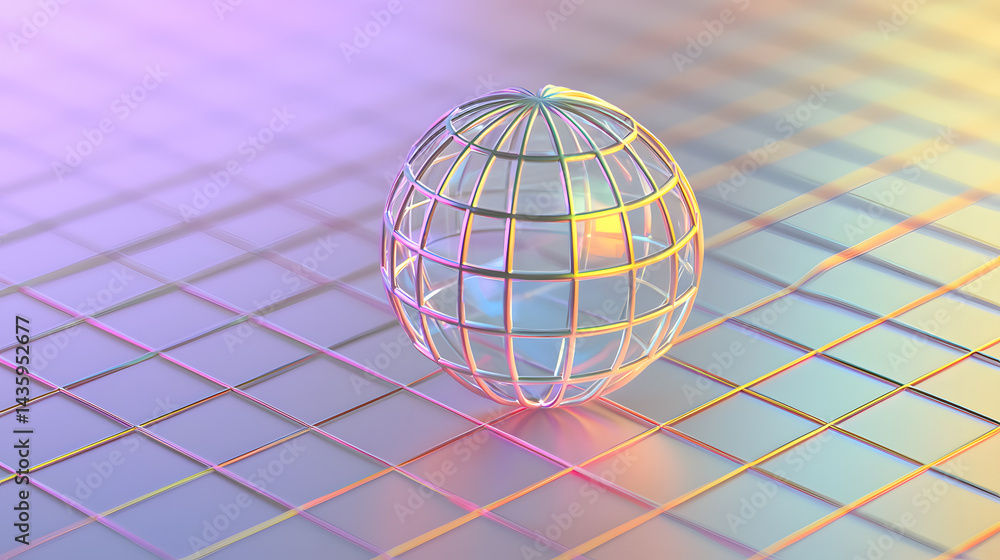 Poster ultraclean ui illustration of global connectivity digital realm visual design abstract grid environm