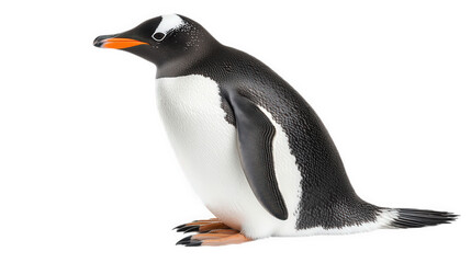 Fototapeta premium realistic figurine of a penguin. showcasing its distinct black and white plumage. orange beak. and flippers. designed for decorative or educational purposes