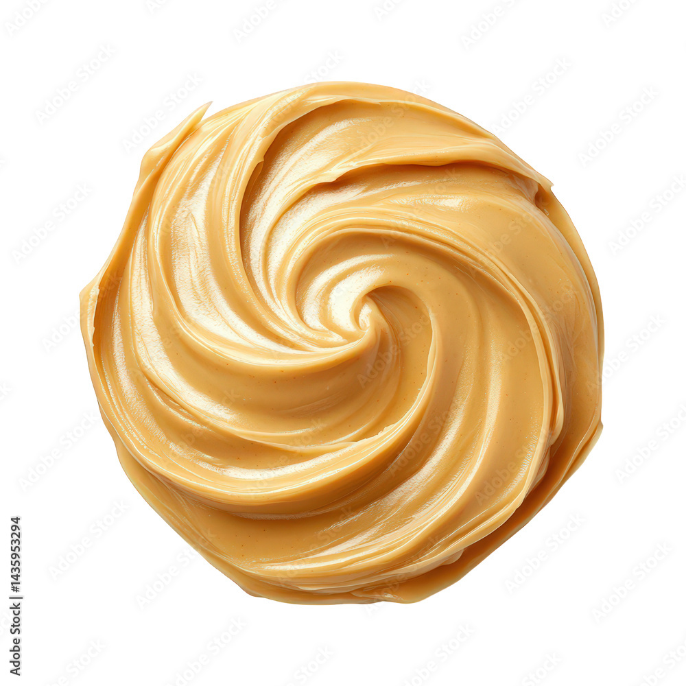 Poster a smooth. creamy swirl of peanut butter. highlighting its rich texture and inviting appearance it ap
