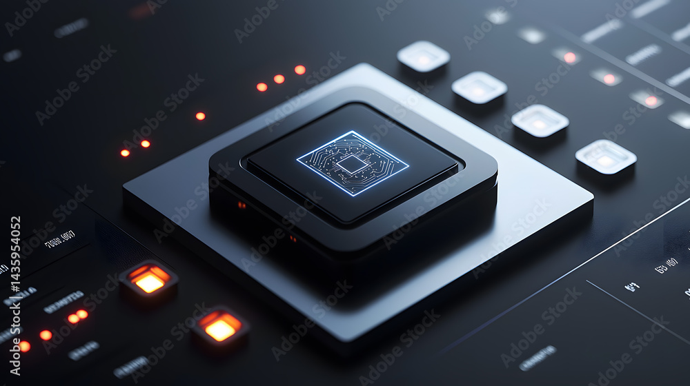 Aufkleber innovative neural ai chip design showcase modern tech lab digital art futuristic environment close-u