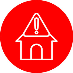 Construction Warning Vector Line White Circle Red Icon Design