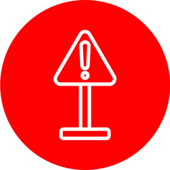 Safety Alert Vector Line White Circle Red Icon Design