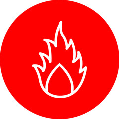 Flammable Vector Line White Circle Red Icon Design