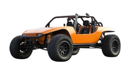 Naklejka premium n orange off-road vehicle designed for recreational use. showcasing a sporty and rugged aesthetic ideal for adventurous terrains its open structure and large tires suggest it is built for high perform