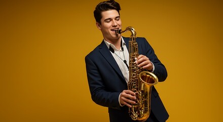 Obraz premium Golden Hour Saxophone Serenade AI Generated