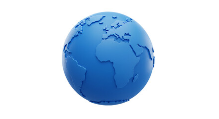 Fototapeta premium A blue globe with continents visible against a black background in a digital rendering style look