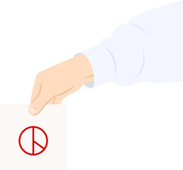 선거를 위한 투표용지를 잡고 있는 손