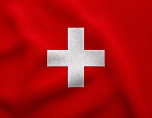 Fototapeta premium Classic Switzerland Flag with Fabric Texture