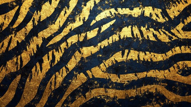Abstract Gold and Black Zebra Stripe Pattern Texture Background