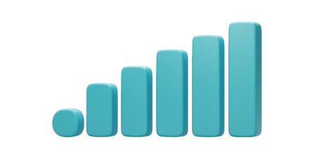 A cyan signal strength bar graph on a black background showing increasing signal levels in a row