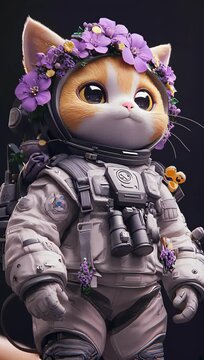Kitty Astronaut in Floral Style