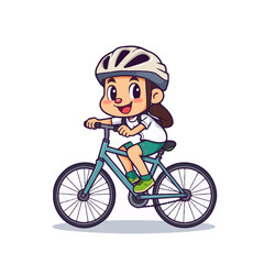 girl mascot cycling with helmet vector art