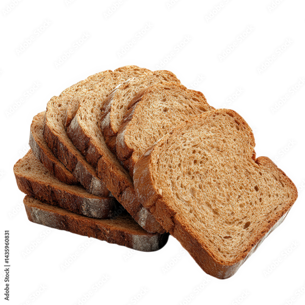 Poster several slices of brown bread stacked neatly. showcasing their texture and color it emphasizes the w