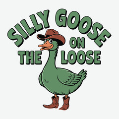 Silly Goose On The Loose T-Shirt Design Summer Goose Vector