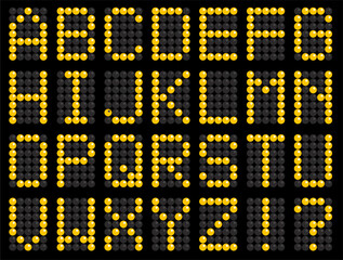 電光掲示板のデジタルアルファベット文字 黄文字黒バック