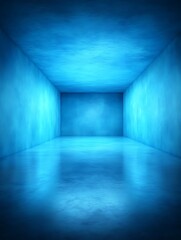 Fototapeta premium Surreal blue space, a room awash in glowing ethereal light abstract concept