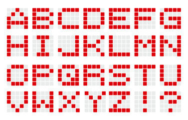 電光掲示板のデジタルアルファベット文字 赤文字