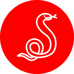 Snake Vector Line White Circle Red Icon Design