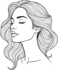 Create a art deco line logo of a vector Caucasian woman's with white background.