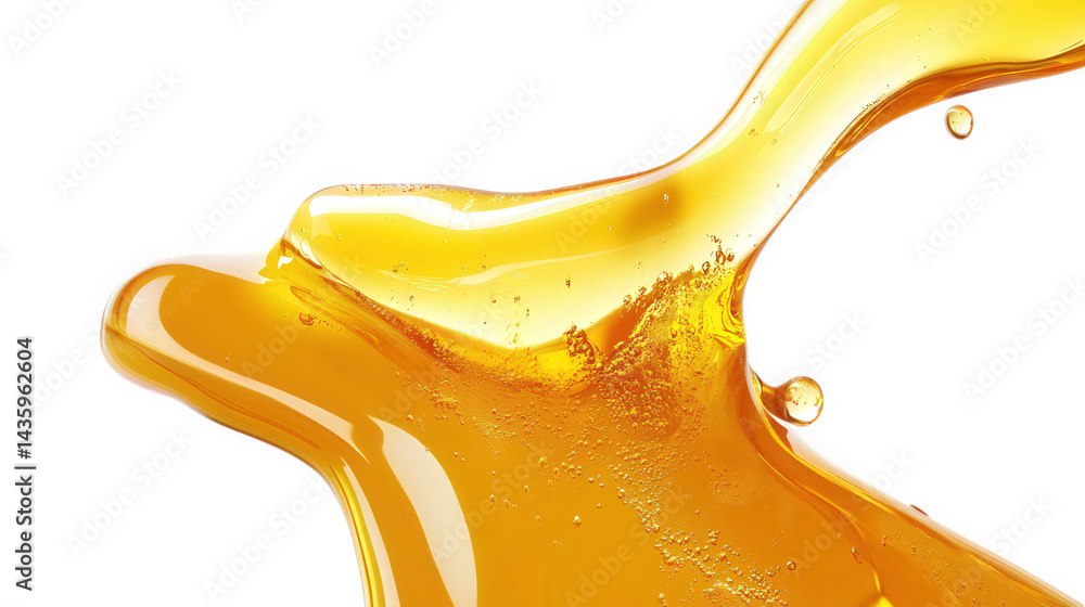 Fototapete close-up view of a viscous. golden liquid that appears to be flowing or splashing. highlighting its 