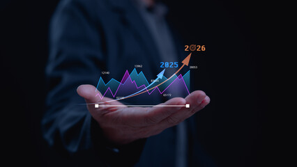 Hand Holding Digital Graph Visualizing Financial Growth Market Performance Upward Arrow Trend To...