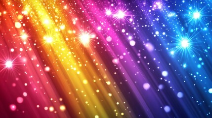 Fototapeta premium Vibrant Rainbow Lights with Sparkling Glitter