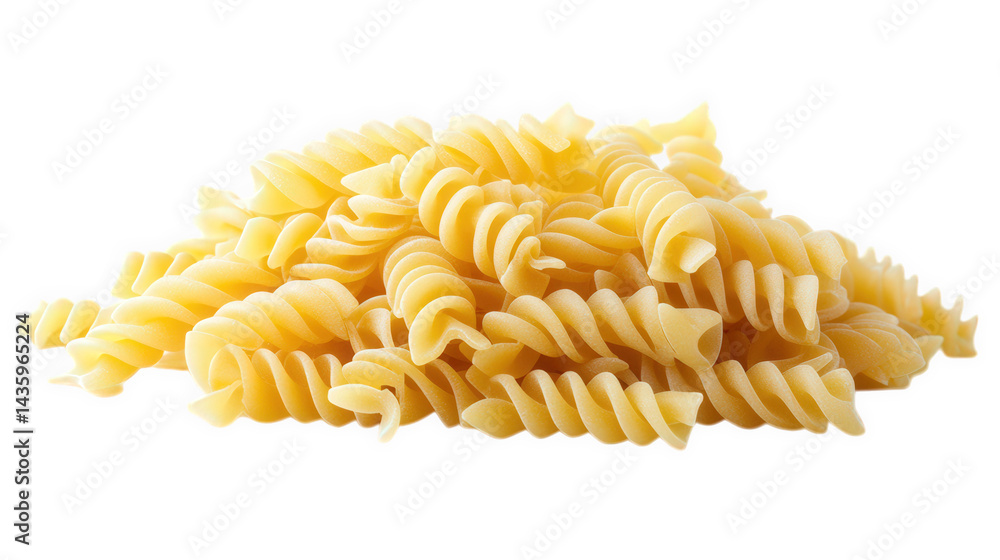 Aufkleber mound of uncooked fusilli pasta. showcasing its spiral shape and pale yellow color the pasta is neat