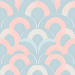 Geometric Seamless Pattern - arcs and loops in pastel blue and pink for backgrounds
