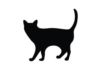 Set of cats silhouette in different poses. Hand drawn black cats isolated on white background. Vector illustration. best logo designs.