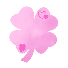 Pink four leaf clover hand drawn illustration