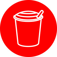 Hot Chocolate Vector Line White Circle Red Icon Design