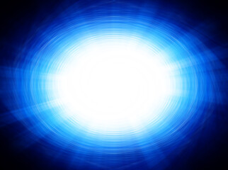 Abstract blue background light tunnel with rays