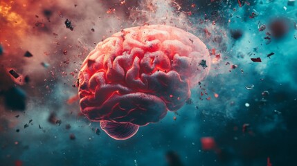 Fototapeta premium Fiery Brain Explosion Abstract Digital Art