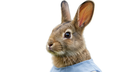 Obraz premium Isolated Portrait of Cute Brown Rabbit in Blue Shirt