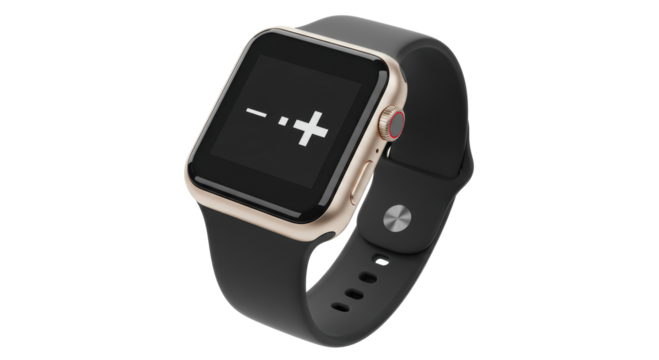 Isolated Black Smartwatch with Health Monitoring Symbols Displayed