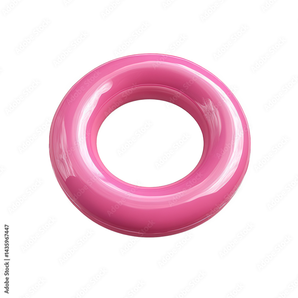 Poster glossy. pink donut-shaped object with a smooth surface. resembling a classic donut but without any t