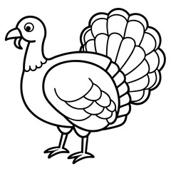 Stylized Turkey Line Art Graphic