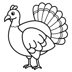 Stylized Turkey Line Art Graphic