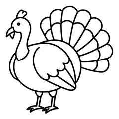 Stylized Turkey Line Art Graphic
