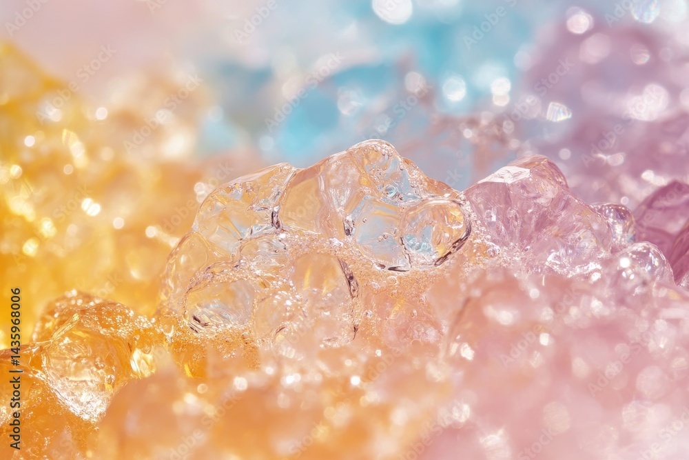 Aufkleber colorful ice rocks glistens with light in a dreamy pastel background. perfect for adding a touch of 