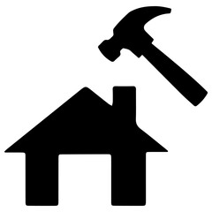 Hammer with home vector icon.