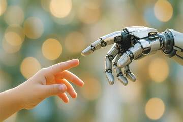 人とロボットの未来的な接触