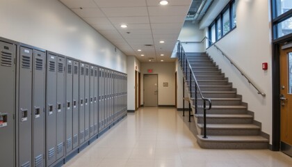 School hallway action educational institution interior photo modern environment wide angle learning space