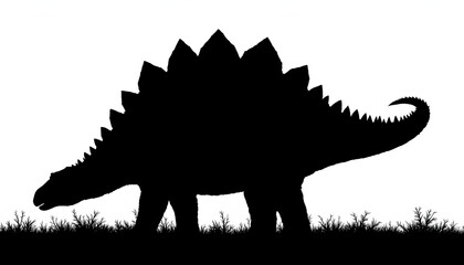 Fototapeta premium a stegosaurus with raised tail and back plates visible 