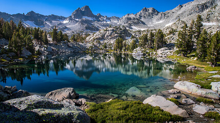 A beautiful lake surrounded by mountains and trees
